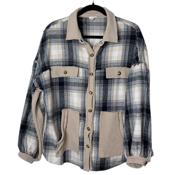 POL Tops - POL Blue Striped Flannel (B)‎